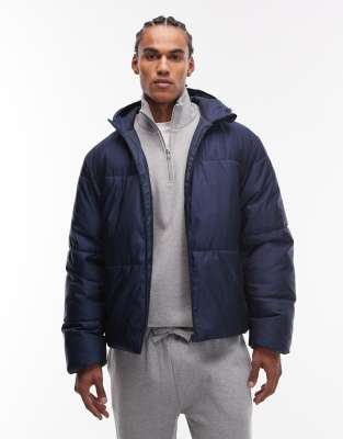 ASOS DESIGN peakMAX™ puffer jacket in navy