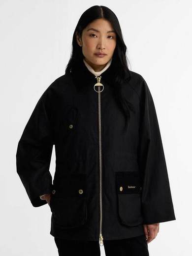 Barbour Treeton Waxed Jacket, Black/Ancient