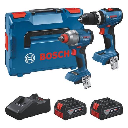 Bosch 18V 2 x 4.0Ah Li-Ion CoolPack Brushless Cordless Combi Drill & Impact Driver Twin Pack