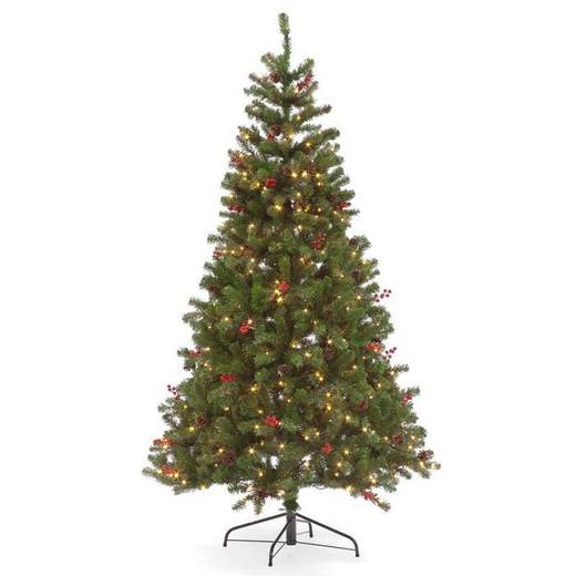 Pre-Lit Pine Creek Christmas Tree with Berries, 5ft
