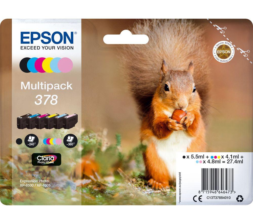 EPSON 378 Squirrel 6-colour Ink Cartridges - Multipack, Magenta,Cyan,Yellow,Black