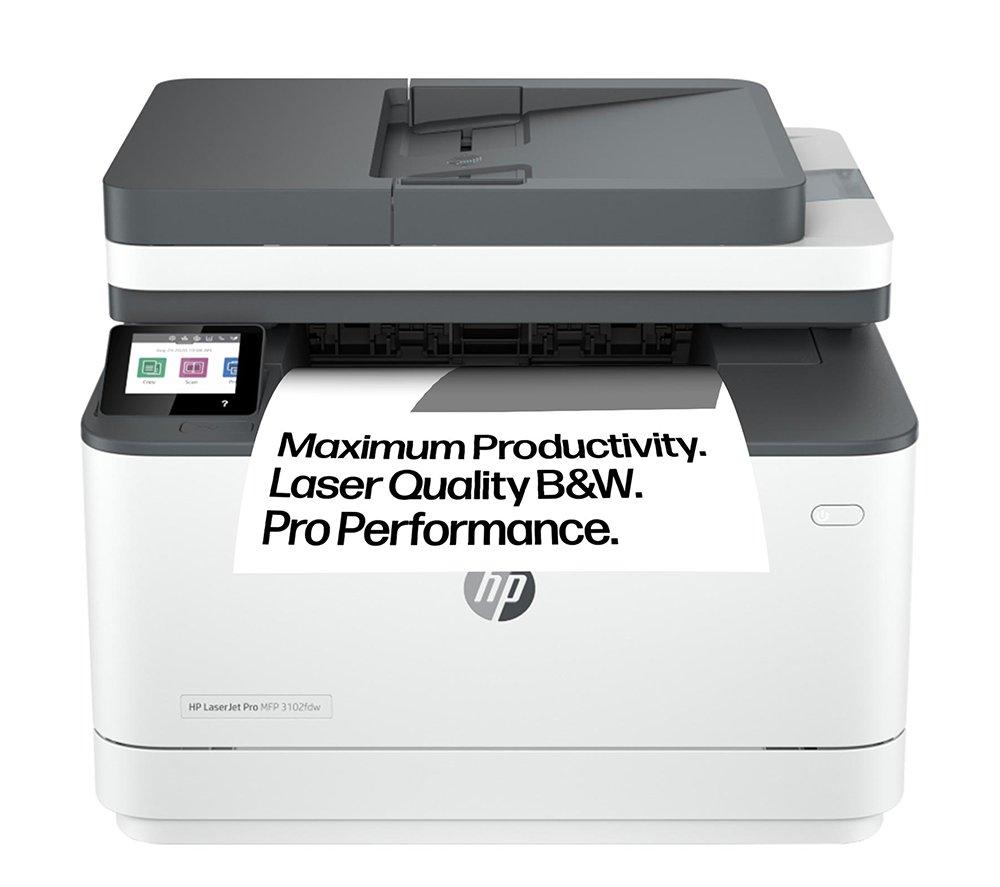 HP LaserJet Pro 3102FDW Monochrome All-in-One Wireless Laser Printer with Fax, White