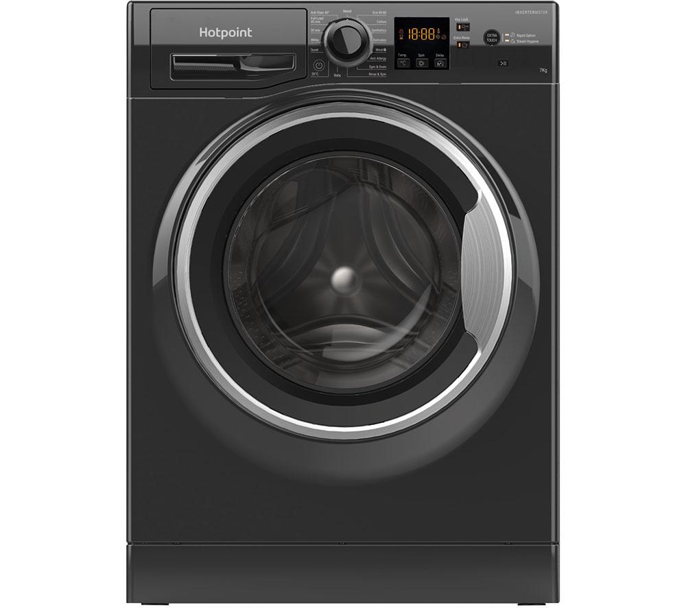 HOTPOINT Anti-Stain NSWM 7469 BS UK 7 kg 1400 Spin Washing Machine - Black, Black