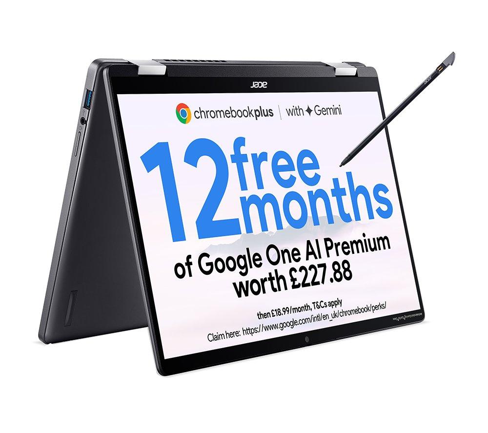 ACER Spin 714 14" 2 in 1 Chromebook Plus - Intel®Core Ultra 5, 512 GB SSD, Grey, Silver/Grey