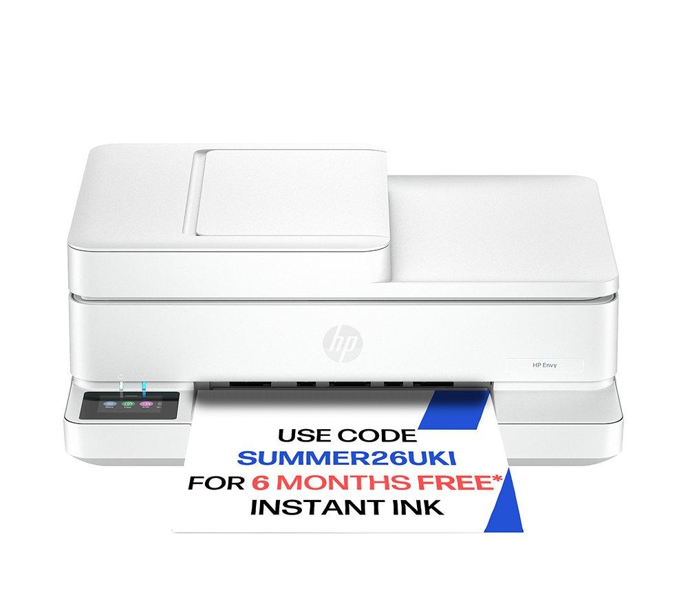 HP Envy 6530e All-in-One Inkjet Wireless Printer with Fax & 3 Months Instant Ink with HP, White
