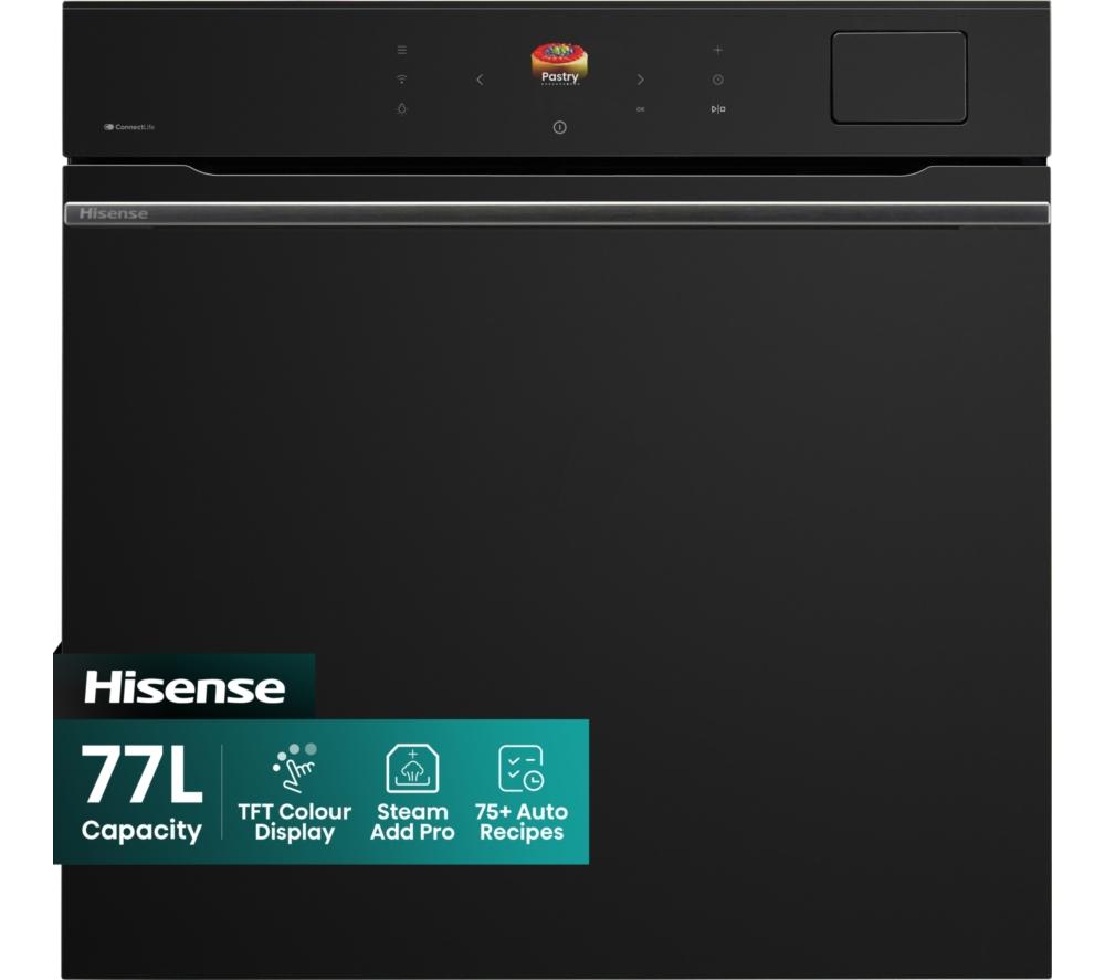 HISENSE Hi8 BlackLine BAS6AH8BUKWF Electric Steam Smart Oven - Jet Black, Black