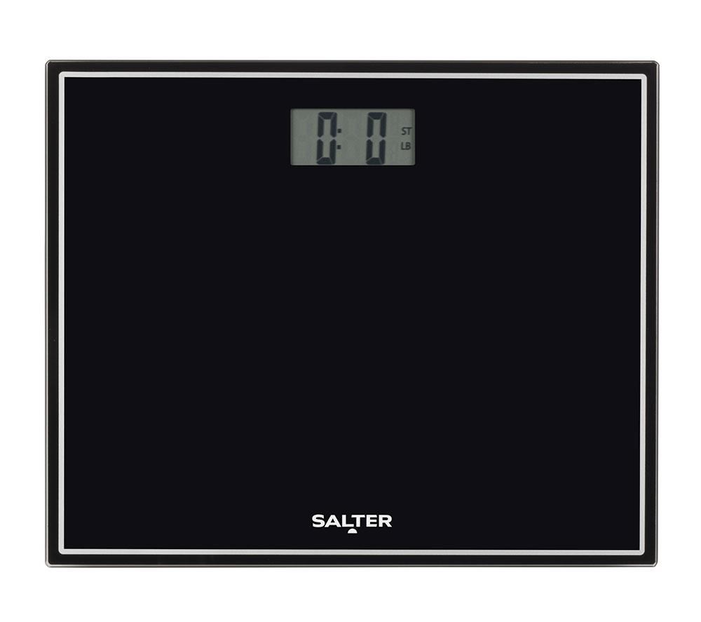 SALTER 9207TE BK3RCFXTE Compact Glass Digital Bathroom Scale - Black, Black