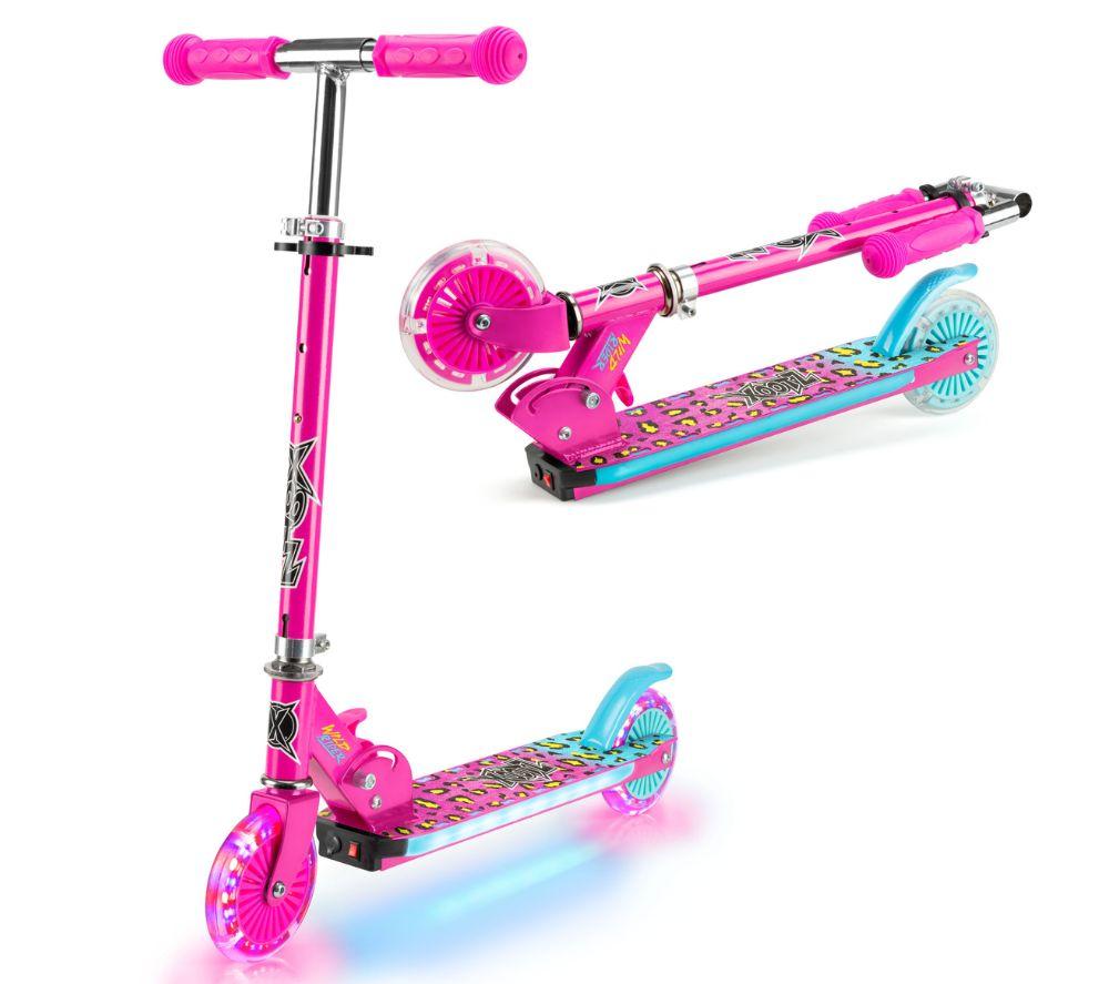 XOOTZ Wild Rider Leopard LED Kids Kick Scooter - Pink, Pink
