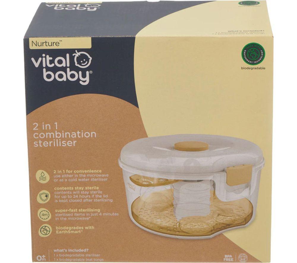 VITAL BABY EarthSmart 2-in-1 Combination Steriliser - Clear & Oat