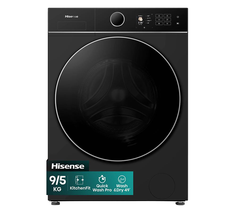 HISENSE KitchenFit 5i Series WD5I9043BBFS WiFi-enabled 9 kg Washer Dryer - Black, Black