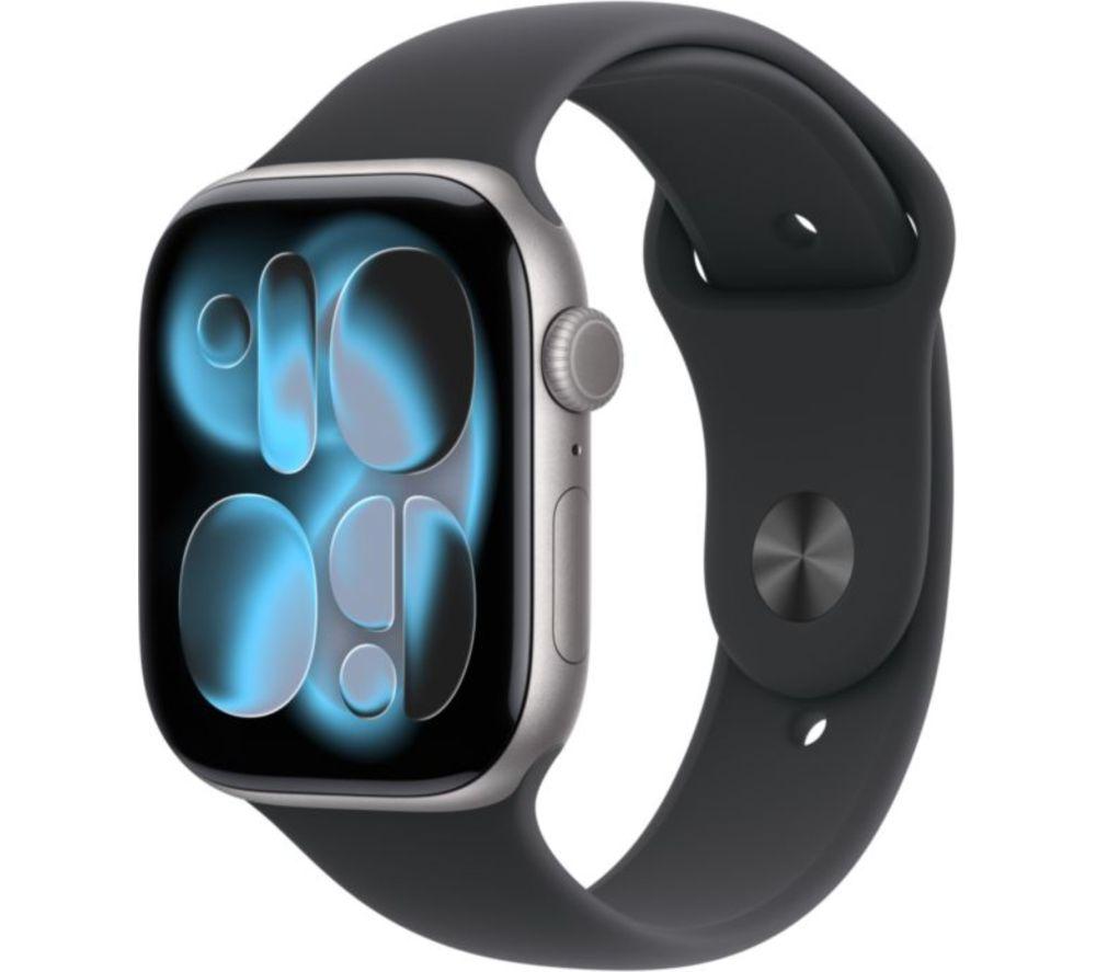 APPLE Watch Series 11 - 46 mm Space Grey Aluminium Case with Black Sport Band, M/L, Black,Silver/Grey