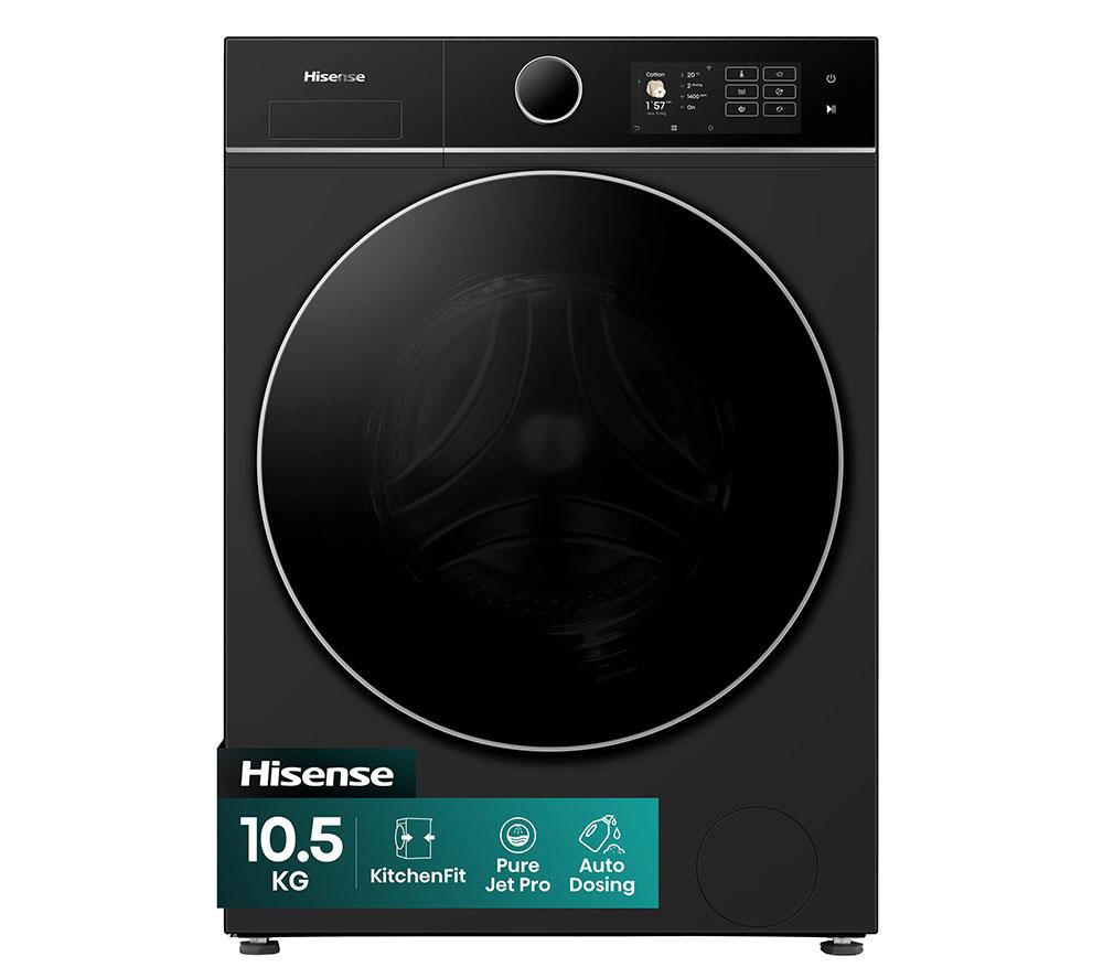 HISENSE KitchenFit 5i Series WF5I1045BBQ WiFi-enabled 10.5 kg 1400 Spin Washing Machine - Black, Black