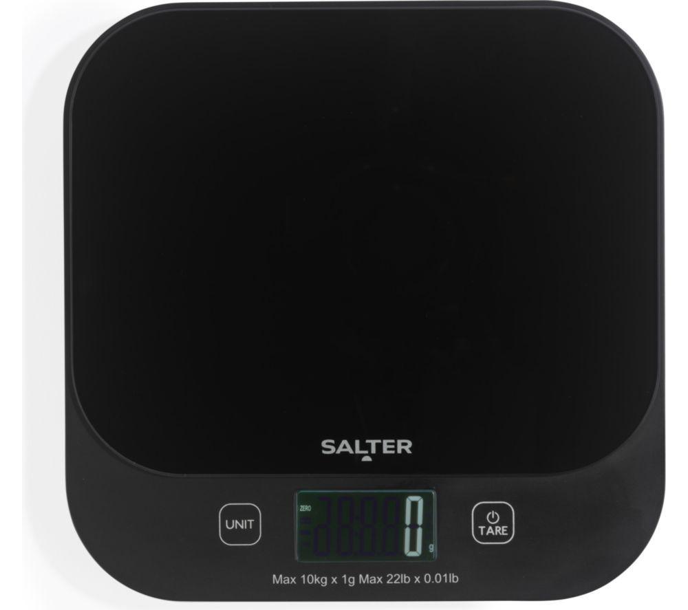 SALTER Waterproof Digital Kitchen Scales - Black, Black
