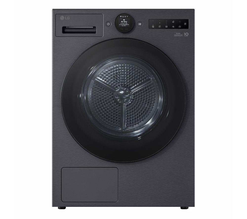 LG VX70 Series AI Dry RHX7009TBB 9 kg Heat Pump Tumble Dryer - Black, Black