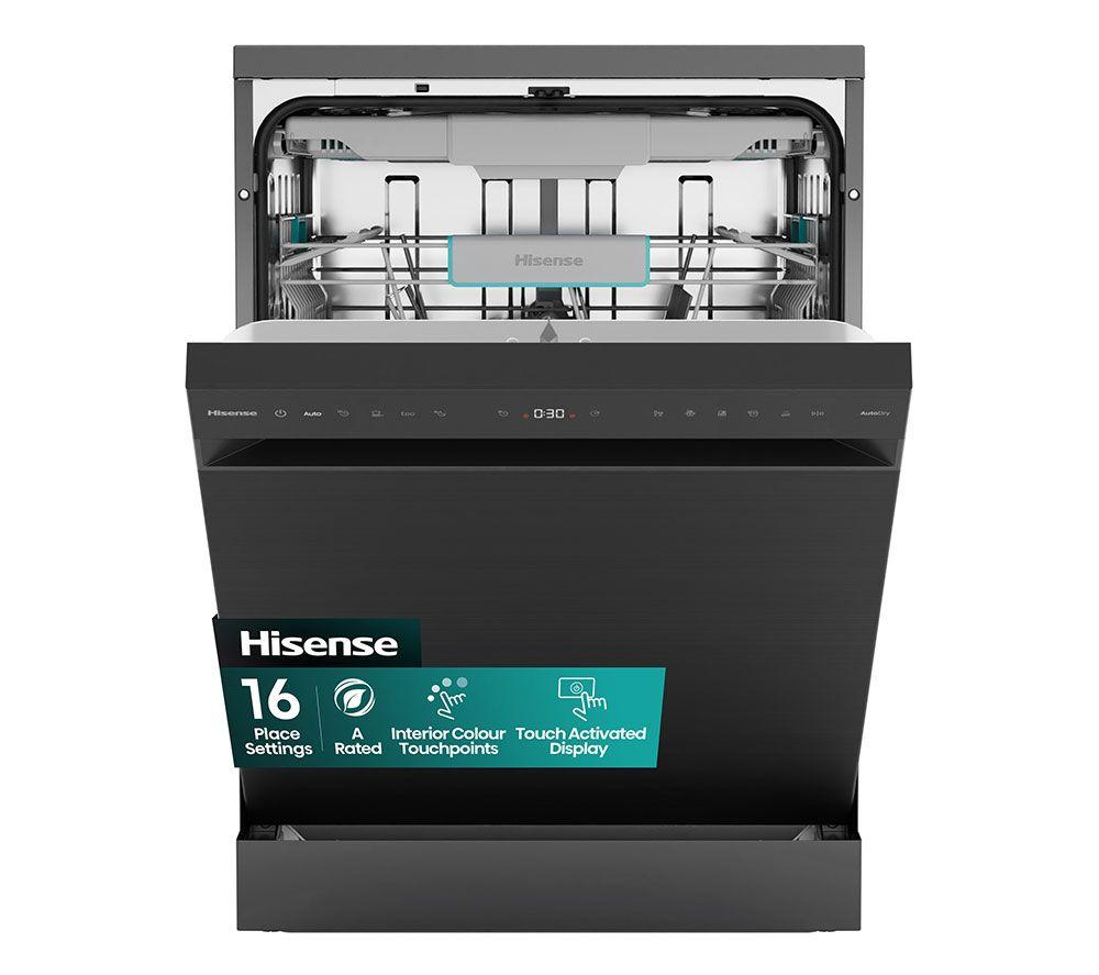 HISENSE HS663A90BXUK Full-size Dishwasher - Black Inox, Black
