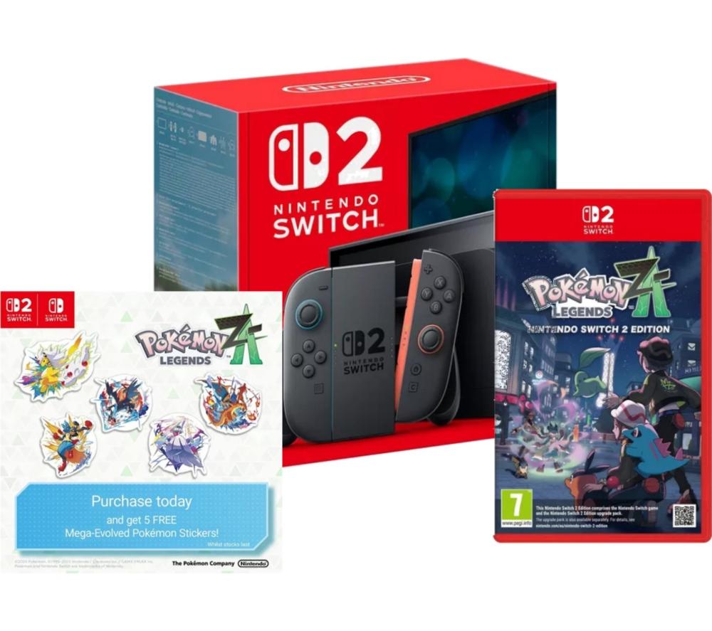 Nintendo Switch 2, Pokémon Legends: Z-A & Sticker Bundle, Black