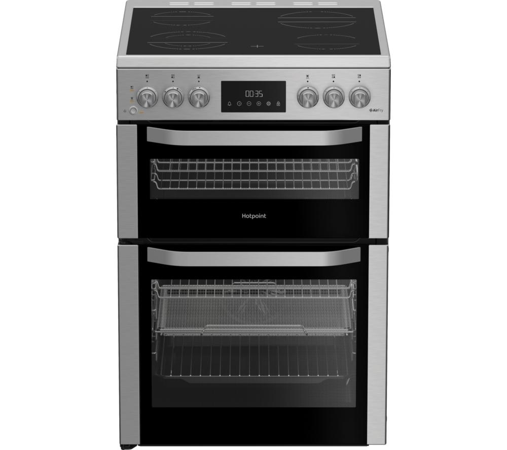 HOTPOINT Multiflow HDE6VDCASX 60 cm Electric Ceramic Cooker with Air Fry - Stainless Steel, Stainless Steel