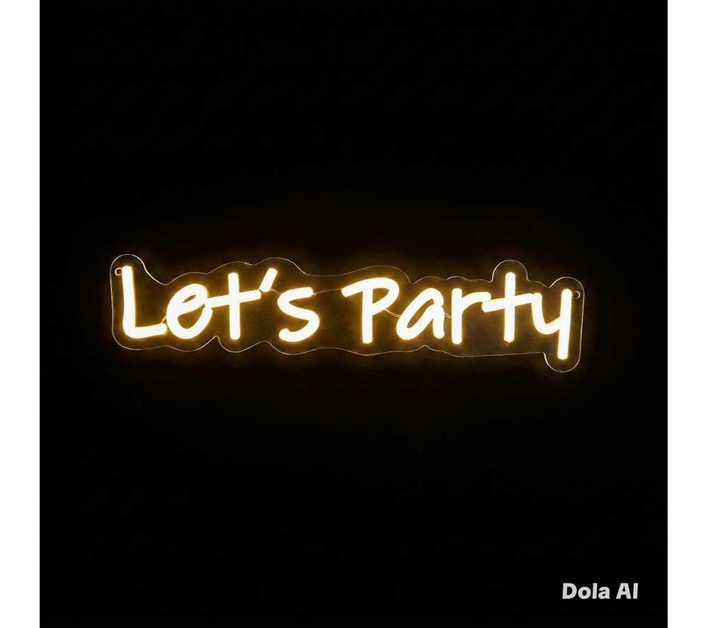 PREMIER Lets Party LED Neon Sign - Warm White