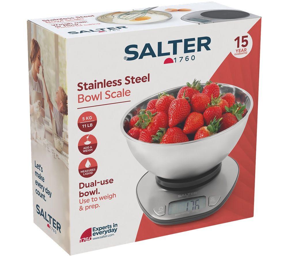 SALTER Kitchen Scale with Bowl - Silver, Silver/Grey