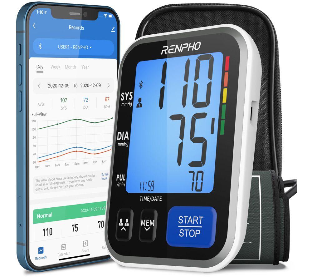 RENPHO Smart Blood Pressure Monitor - Black, Black