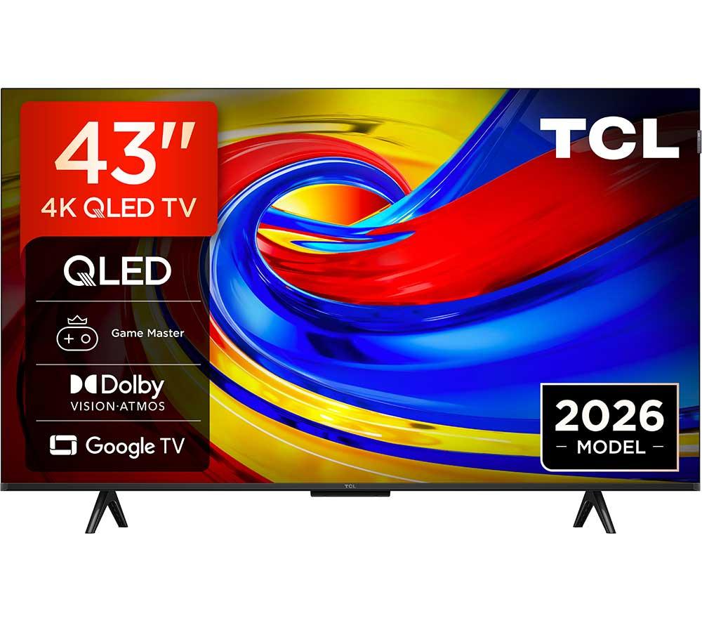TCL P7L QLED 4K HDR Smart Google TV 2026 - 43P7L-UK, Black