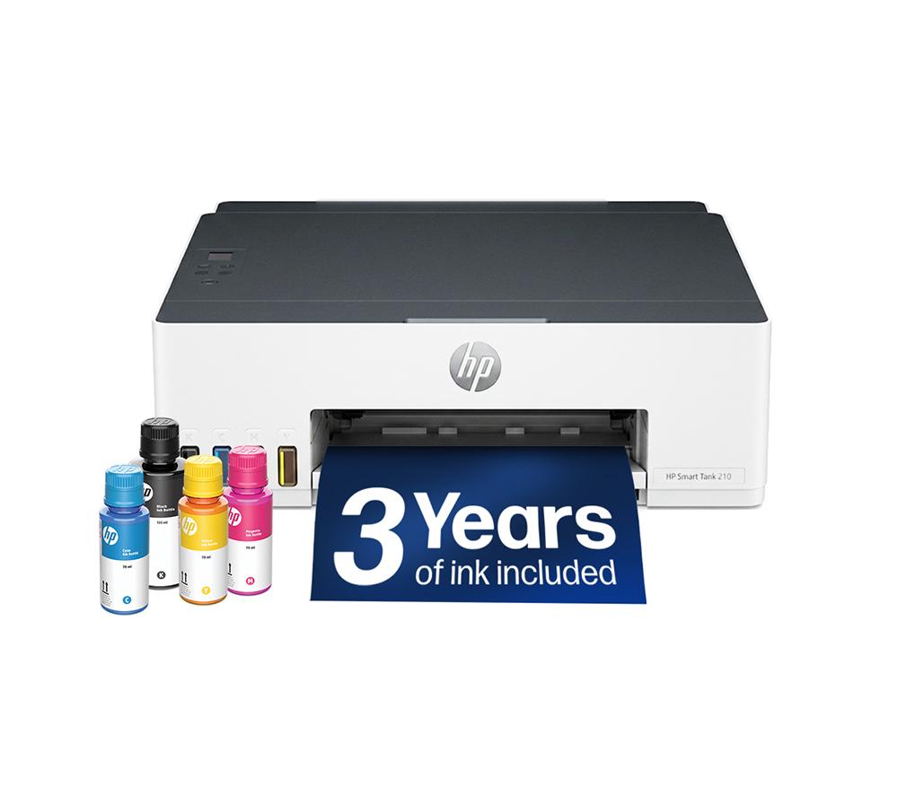 HP Smart Tank 210 Wireless Inkjet Printer, White,Silver/Grey