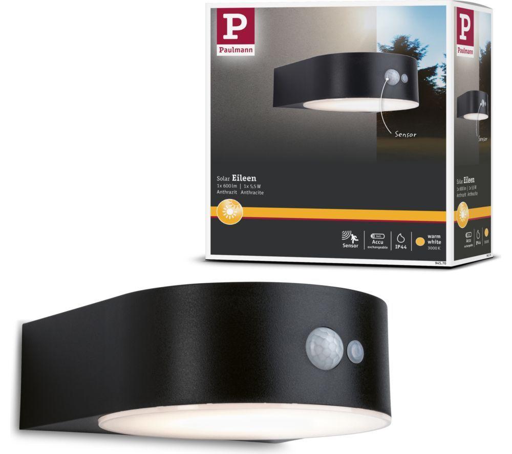 PAULMANN Solar Outdoor LED Wall Light with Motion Sensor - Black