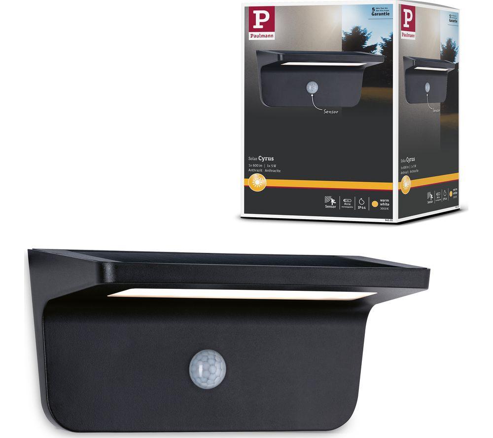 PAULMANN Cyprus Outdoor Solar Wall Light with Motion Sensor - Anthracite