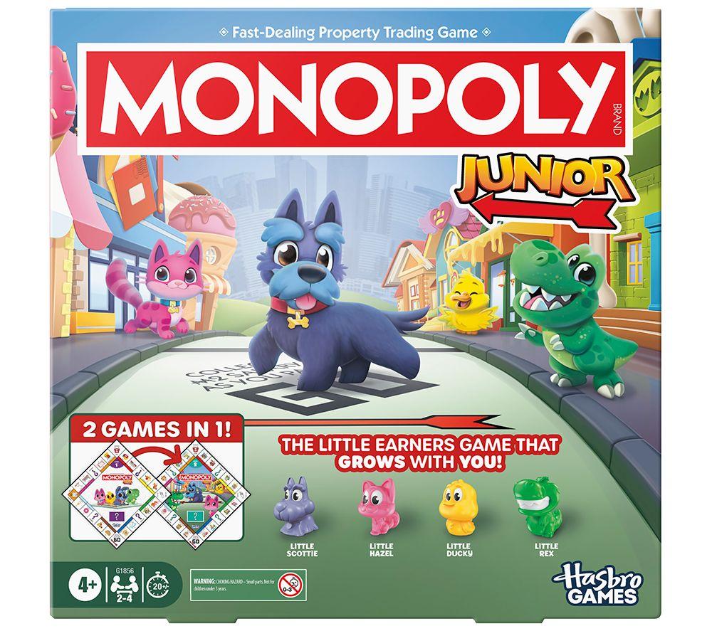 HASBRO Monopoly Junior 2-in-1 Refresh Board Game, Yellow,Blue,Green,Red,White