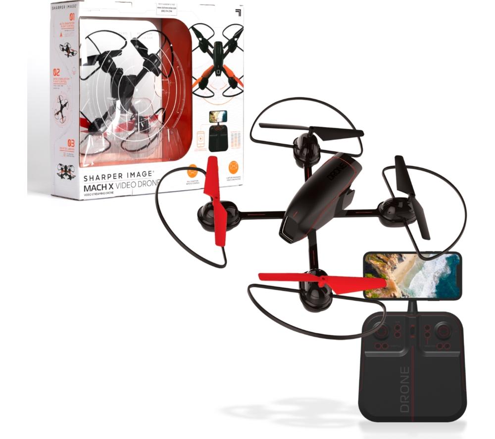 SHARPER IMAGE 10" Mach X Video Drone with Controller - Black & Red, Black,Red