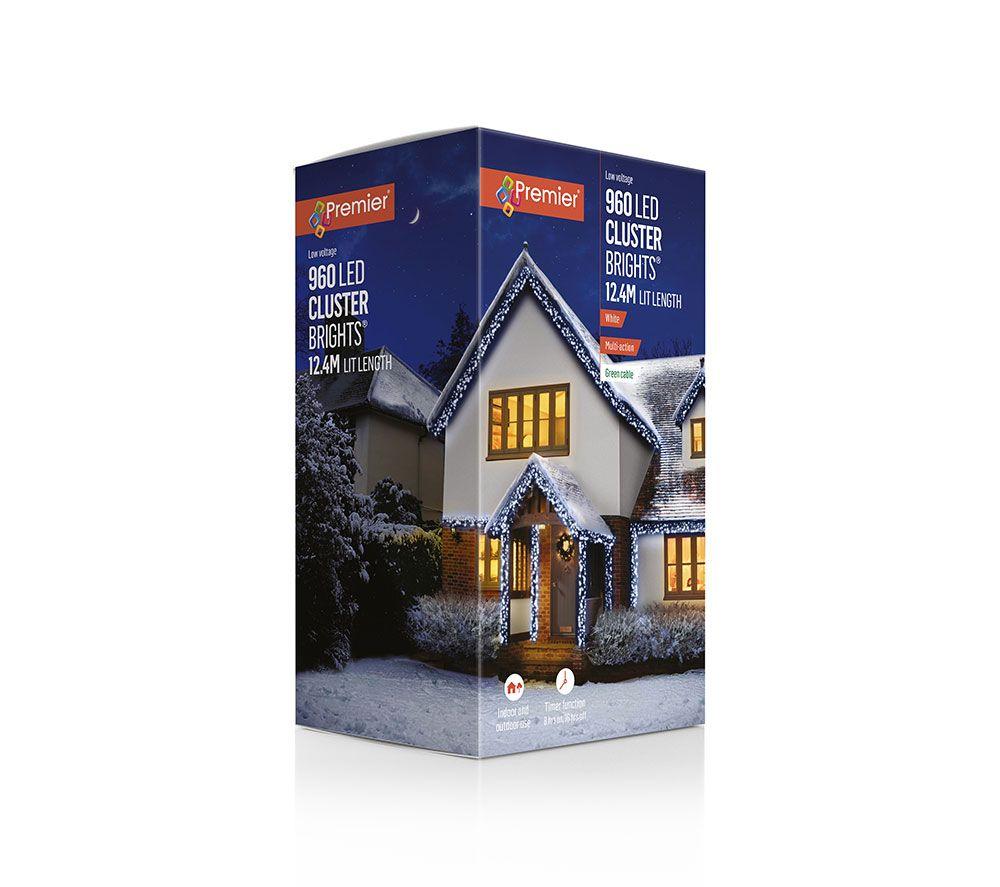 Premier Cluster Brights 960 White LED String Lights with Timer - 12.4 m