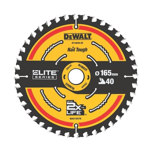 DEWALT Wood Extreme 2nd Fix Circular Saw Blade 165mm x 20mm 40T