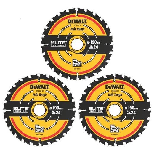 DEWALT Wood Extreme Circular Saw Blades 190mm x 30mm 24T 3 Pack