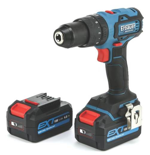 Erbauer ECD18-Li-2 18V 2 x 4.0Ah Li-Ion EXT Brushless Cordless Combi Drill