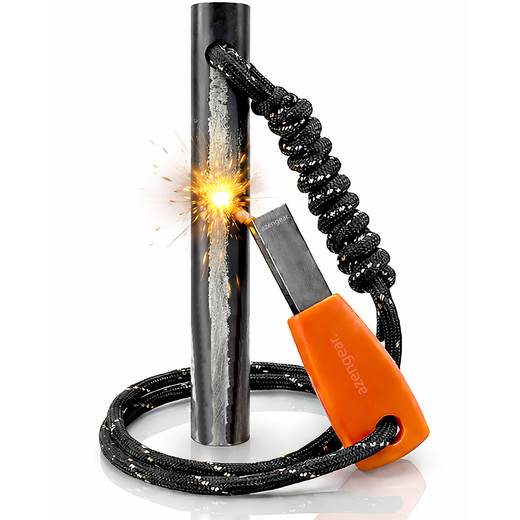 Ferro Rod Fire Starter Kit (⌀1cm), Flint & Steel Striker, Camping Firesteel