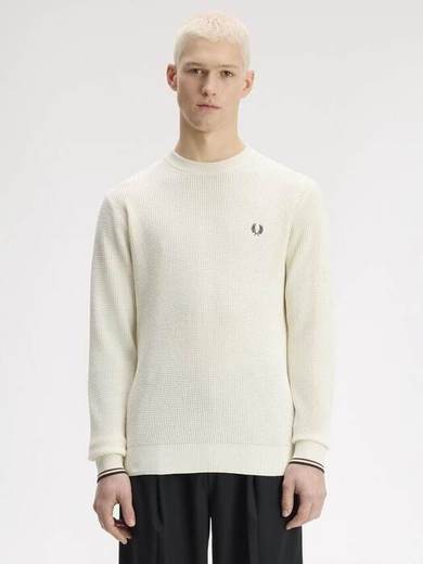 Fred Perry Waffle Textured Jumper, Ecru