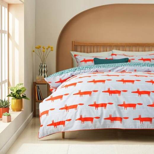 Habitat x Scion Cotton Mr Fox Light Blue Bedding Set (Single)
