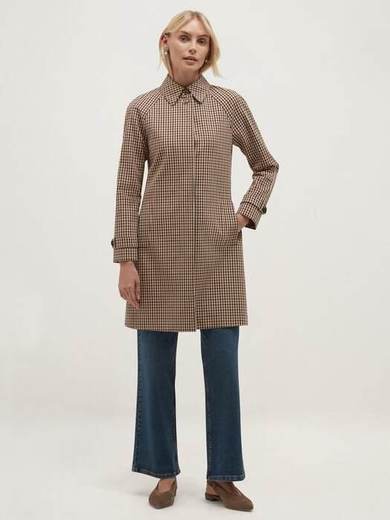 Hobbs Ariana Check Trench Coat, Camel/Multi