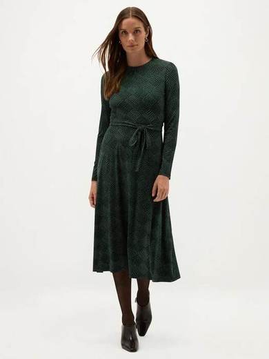 Hobbs Dakota Geometric Jersey Dress, Black/Green
