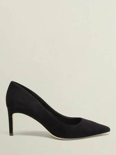 Hobbs Leila Suede Court Shoes, Black