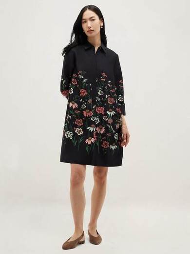 Hobbs Marci Floral Midi Shirt Dress, Blue