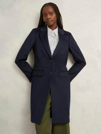 Hobbs Petite Cavendish Pure Wool Coat, Navy