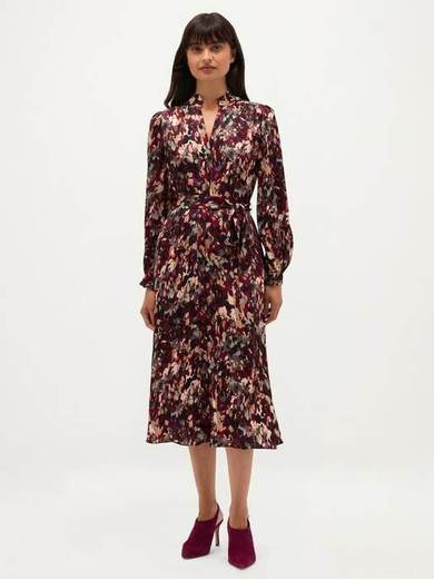 Hobbs Petite Elin Abstract Shirt Dress, Purple