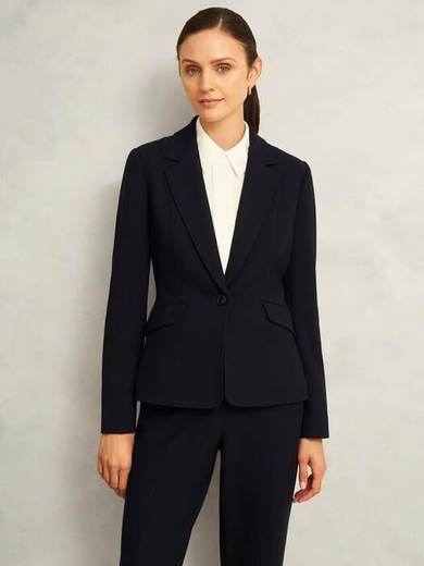 Hobbs Petite Ivy Single Button Blazer, Navy