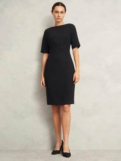 Hobbs Rae Crepe Shift Dress, Black