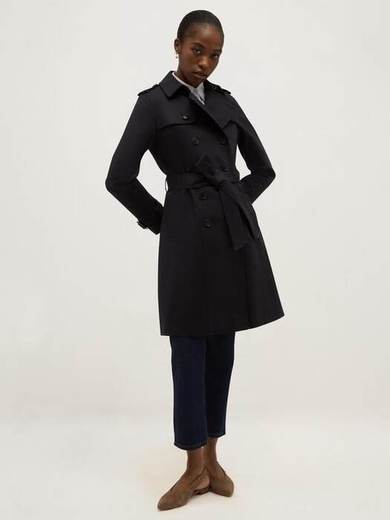 Hobbs Skylar Shower Resistant Double Breasted Trench Coat, Blue