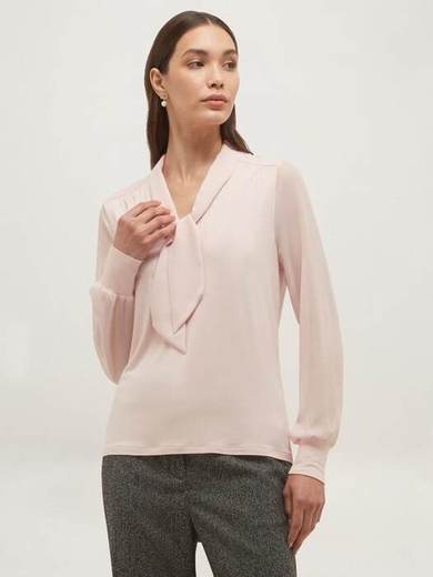 Hobbs Tarini Tie Neck Blouse, Pink