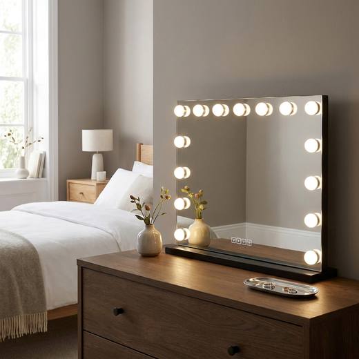 Hollywood LED Wireless Vanity Mirror - Black