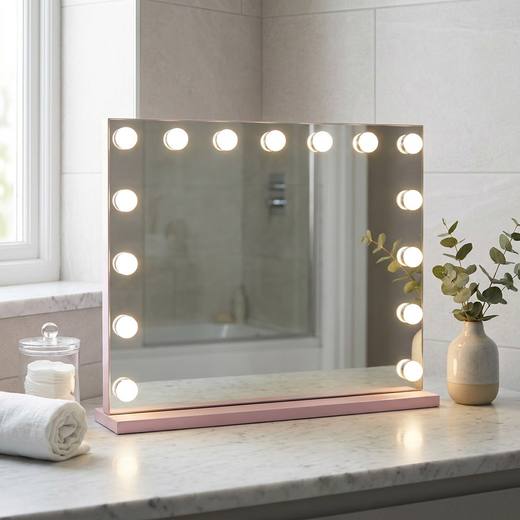 Hollywood LED Wireless Vanity Mirror - Pink