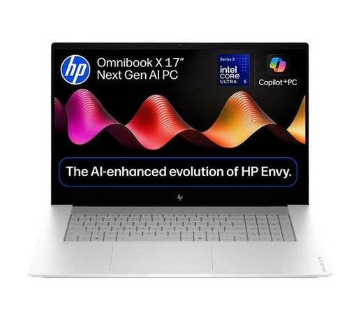 HP OmniBook X NGAI 17.3" Laptop - Intel® Core™ Ultra 5, 512 GB SSD, Silver